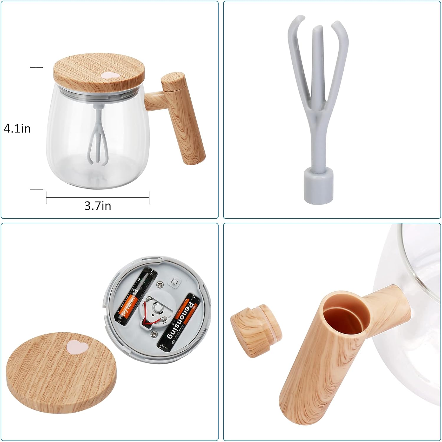 Caneca Mixer com Alça e Tampa de Madeira KBN