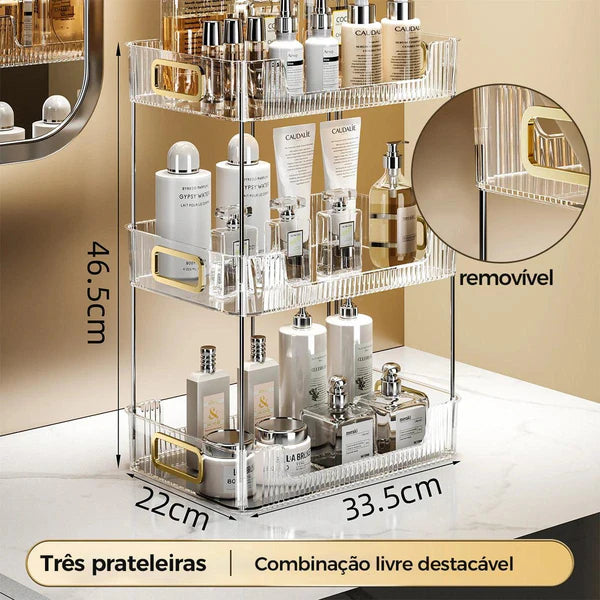 Organizador de Banheiro com Prateleiras em Acrílico KBN Organize Home