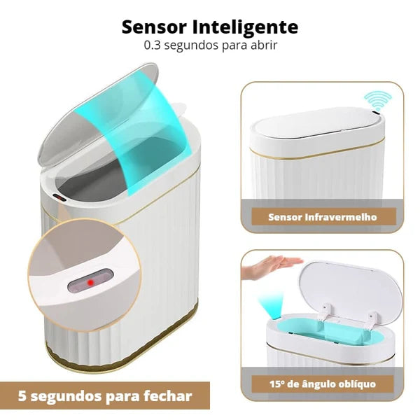 Lixeira para Banheiro e Cozinha Automática com Sensor Inteligente KBN