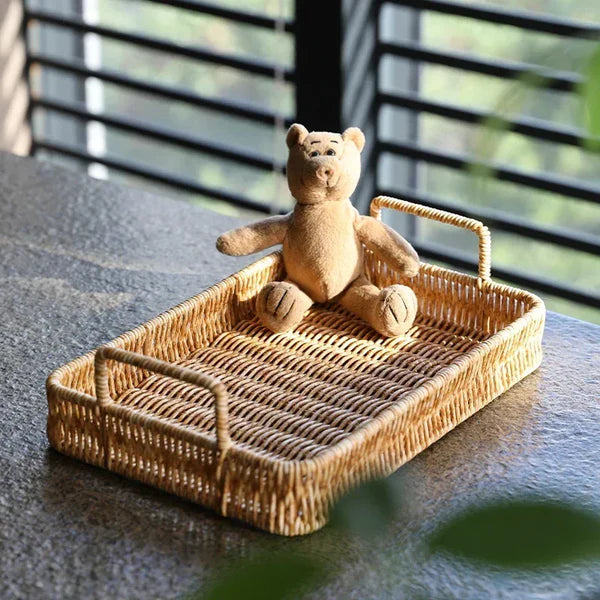 Bandeja com Alças Estilo Rattan para Servir KBN