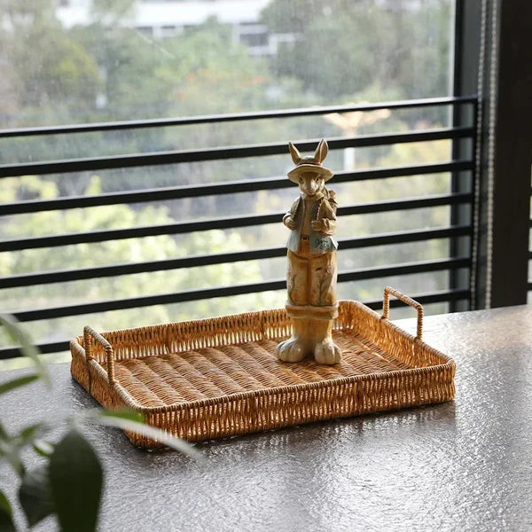 Bandeja com Alças Estilo Rattan para Servir KBN