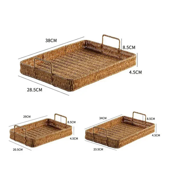 Bandeja com Alças Estilo Rattan para Servir KBN