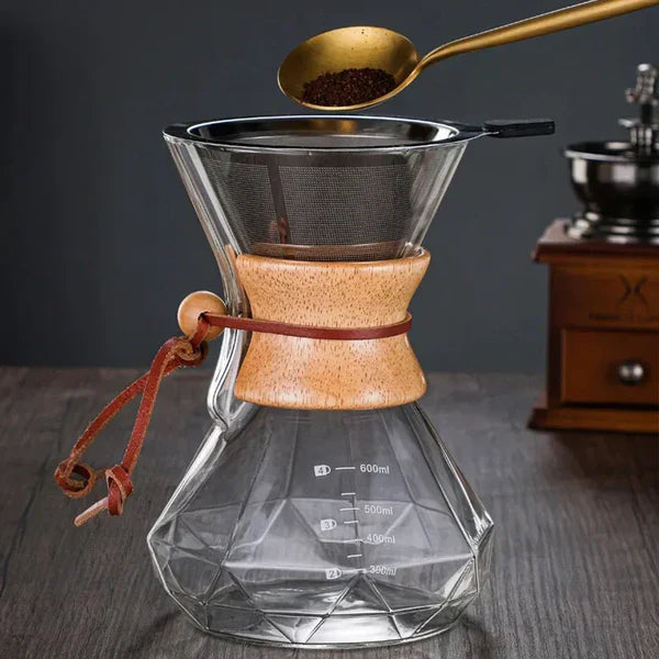 Cafeteira Manual de Vidro Borossilicato com Design Diamante KBN