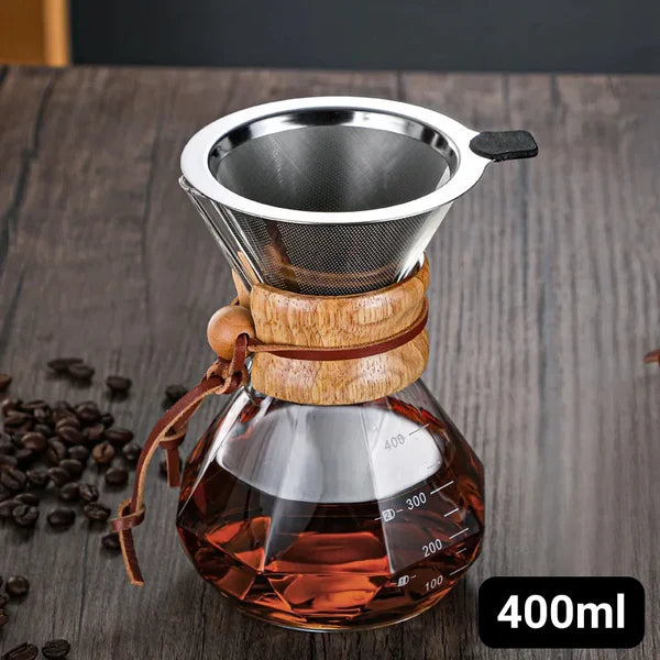 Cafeteira Manual de Vidro Borossilicato com Design Diamante KBN