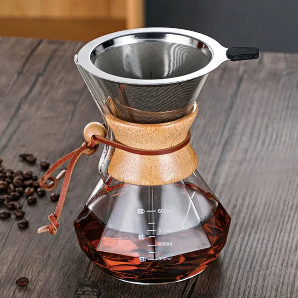 Cafeteira Manual de Vidro Borossilicato com Design Diamante KBN