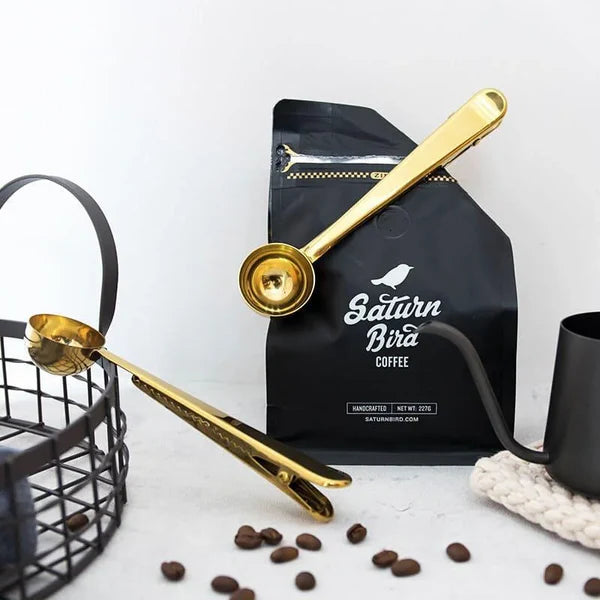 Colher Multifuncional para Café Inox com Prendedor de Embalagem KBN