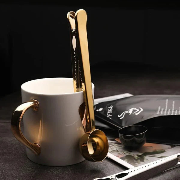 Colher Multifuncional para Café Inox com Prendedor de Embalagem KBN