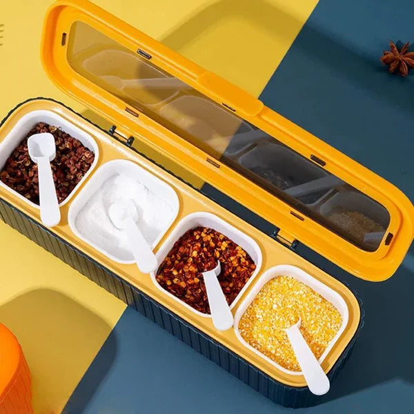 Conjunto Organizador de Temperos com Caixa e Garrafa para Cozinha KBN