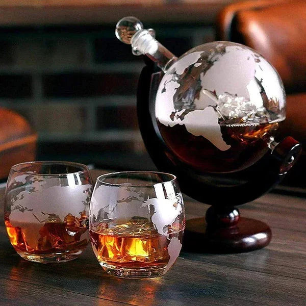 Decanter Globo com Suporte em Madeira KBN