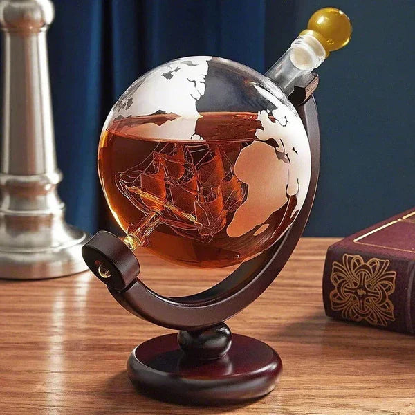 Decanter Globo com Suporte em Madeira KBN