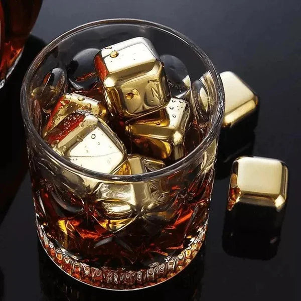 Cubos de Gelo de Aço Inox Dourado com Pegador KBN