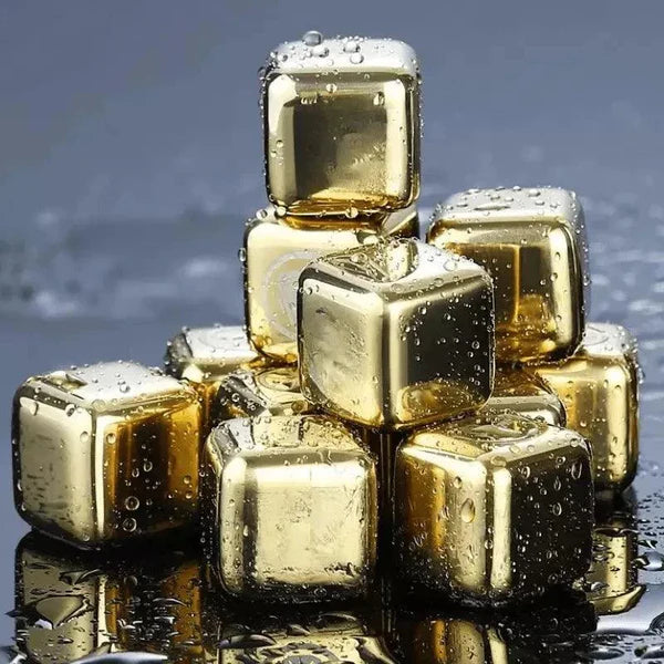 Cubos de Gelo de Aço Inox Dourado com Pegador KBN