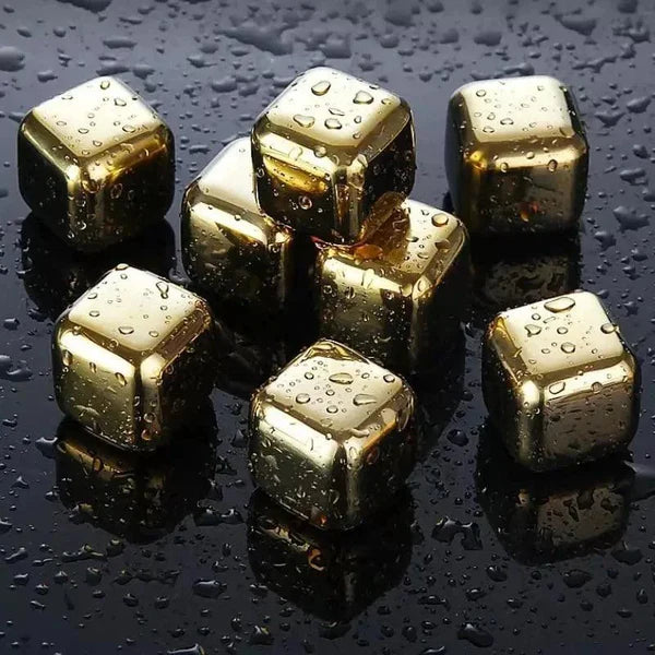 Cubos de Gelo de Aço Inox Dourado com Pegador KBN