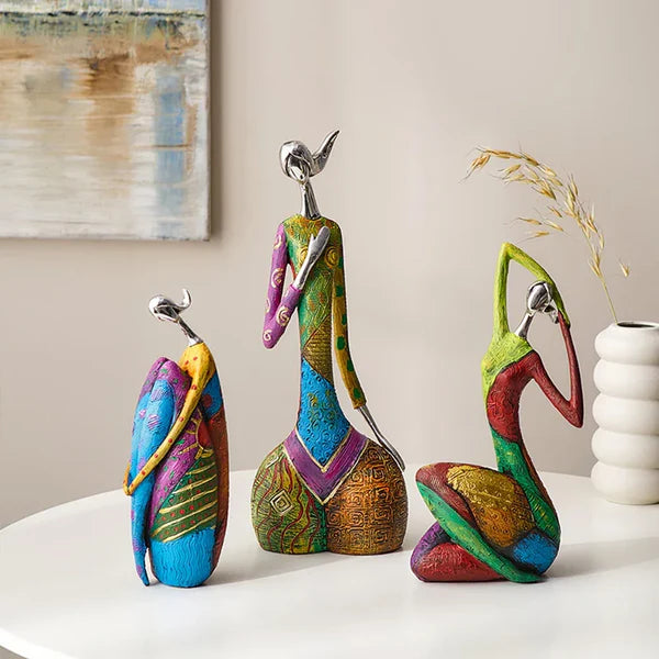 Escultura Abstrata Estilo Nórdico em Resina para Decoração KBN
