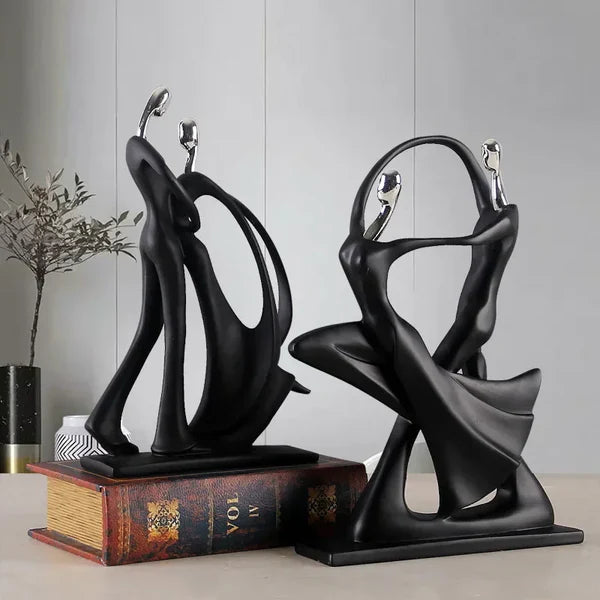 Escultura de Casal Dançando em Resina Estilo Nórdico para Sala KBN
