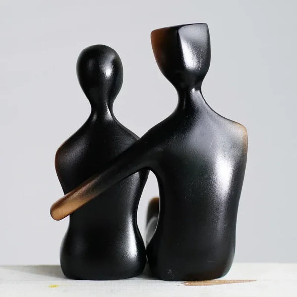 Escultura de Casal em Resina Bronze para Decorar Sala KBN