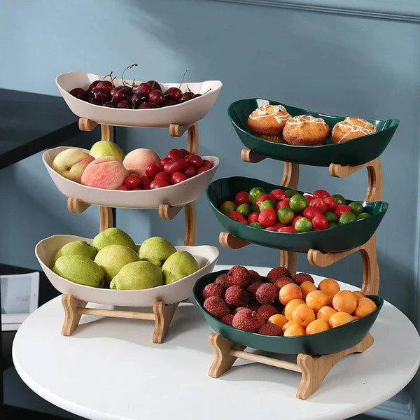 Fruteira de Mesa em Bambu de 3 Camadas KBN Linha FruitStyle