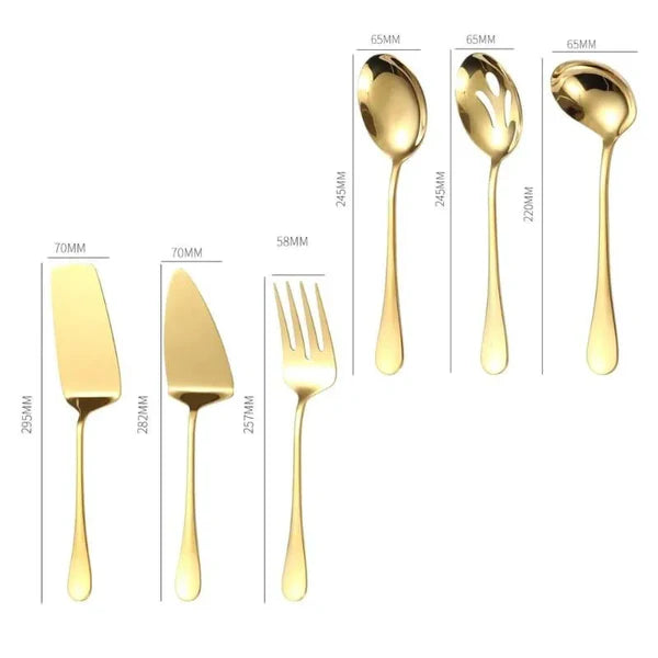 Kit Utensílios de Cozinha 6 Peças Inox Dourado KBN WoodTouch