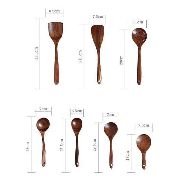 Kit Utensílios de Cozinha 7 Peças de Madeira KBN WoodTouch