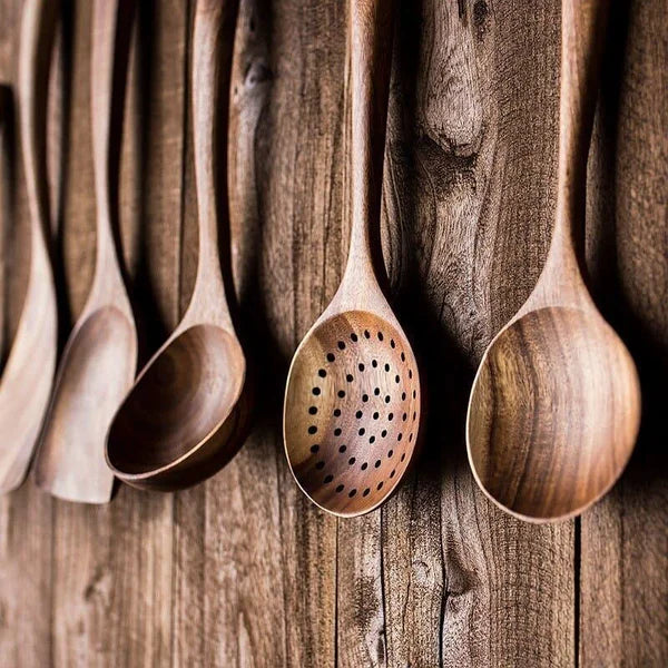 Kit Utensílios de Cozinha 7 Peças de Madeira KBN WoodTouch