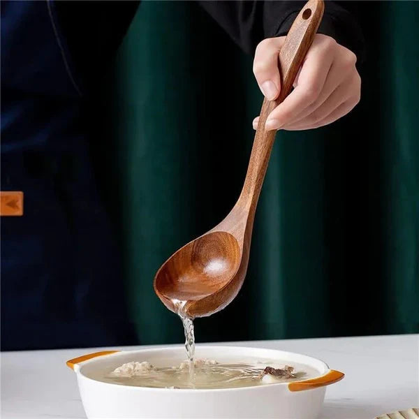 Kit Utensílios de Cozinha 7 Peças de Madeira KBN WoodTouch