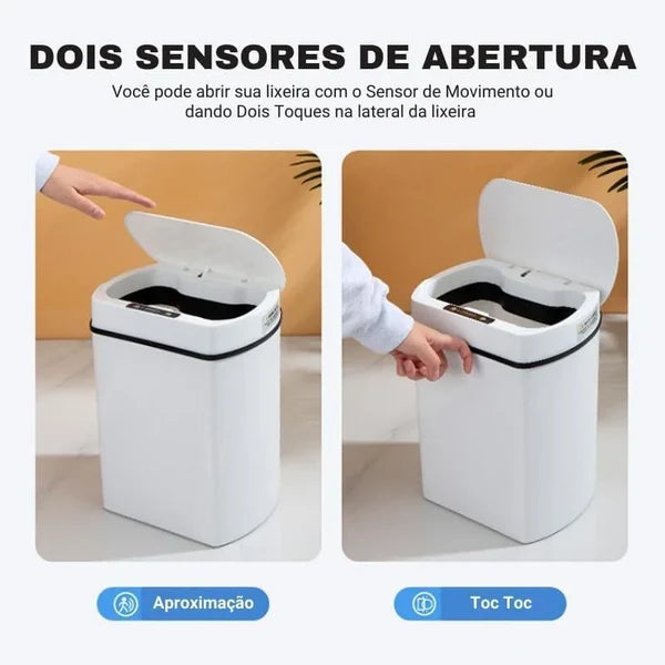 Lixeira Inteligente 15L com Sensor Automático para Banheiro e Cozinha KBN