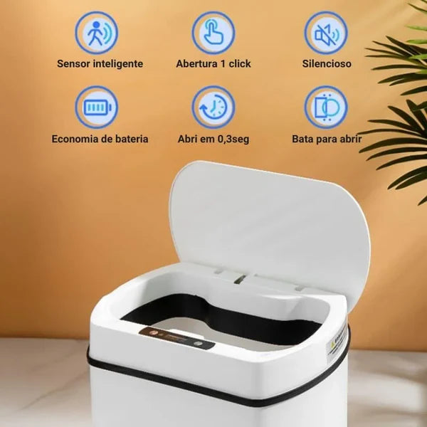 Lixeira Inteligente 15L com Sensor Automático para Banheiro e Cozinha KBN