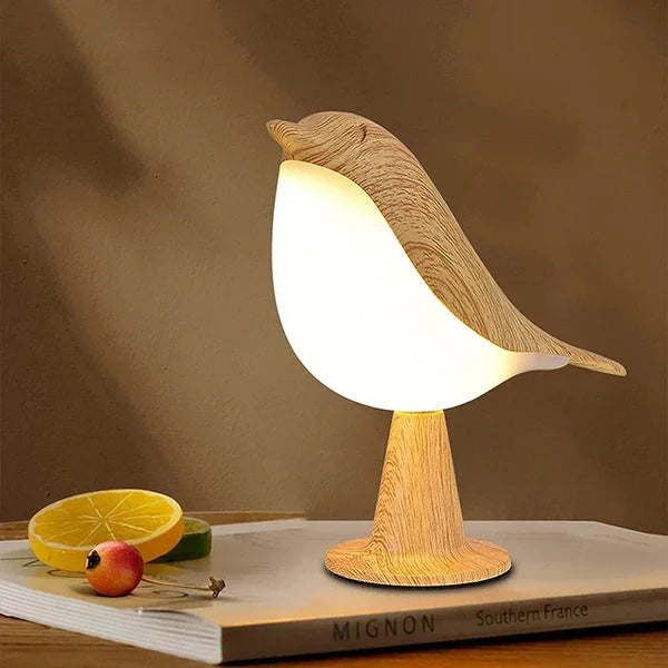 Luminária LED de Madeira Pássaro com Toque para Quarto KBN