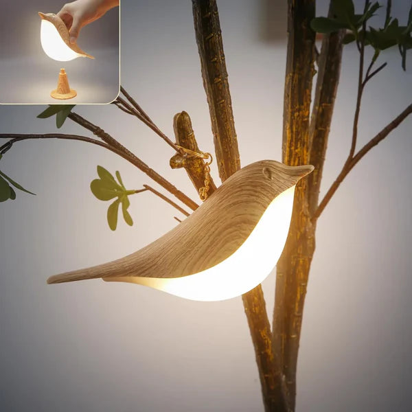 Luminária LED de Madeira Pássaro com Toque para Quarto KBN
