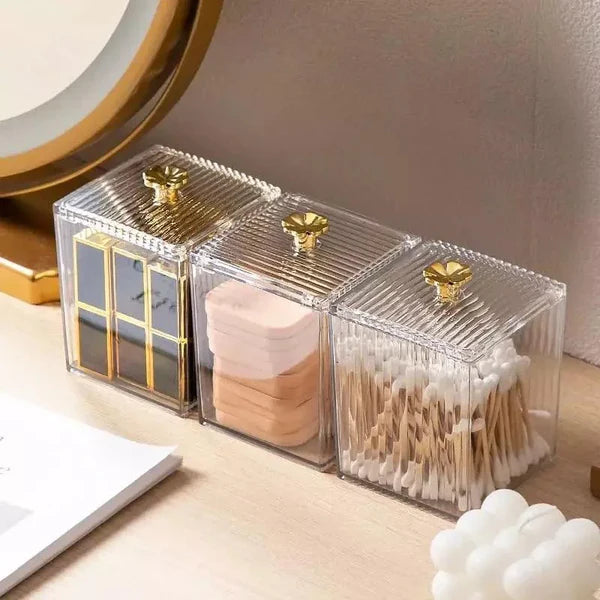Organizador Porta Cotonete e Algodão Acrílico para Banheiro e Quarto KBN