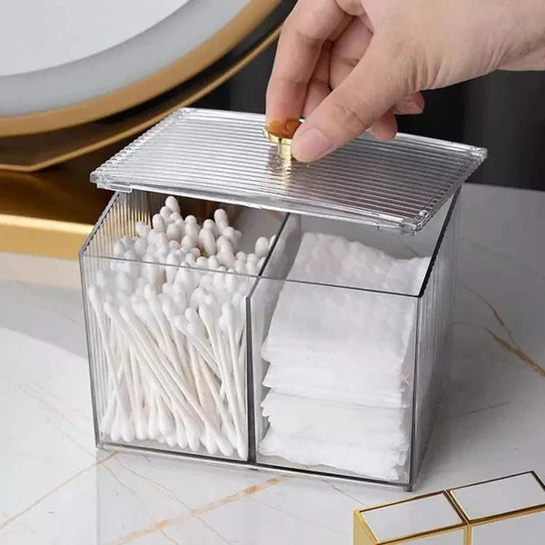Organizador Porta Cotonete e Algodão Acrílico para Banheiro e Quarto KBN