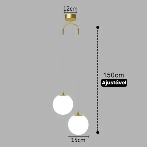 Lustre Pendente de Vidro com LED para Sala e Quarto KBN