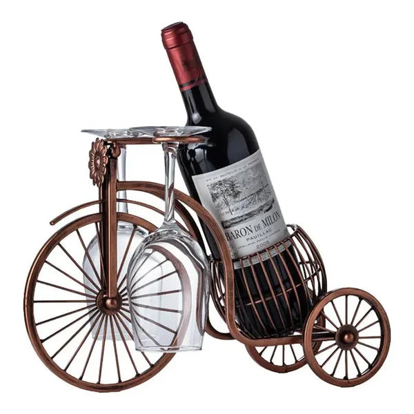 Porta Vinho Decorativo Metal Formato Bicicleta Design Retro Cobre KBN
