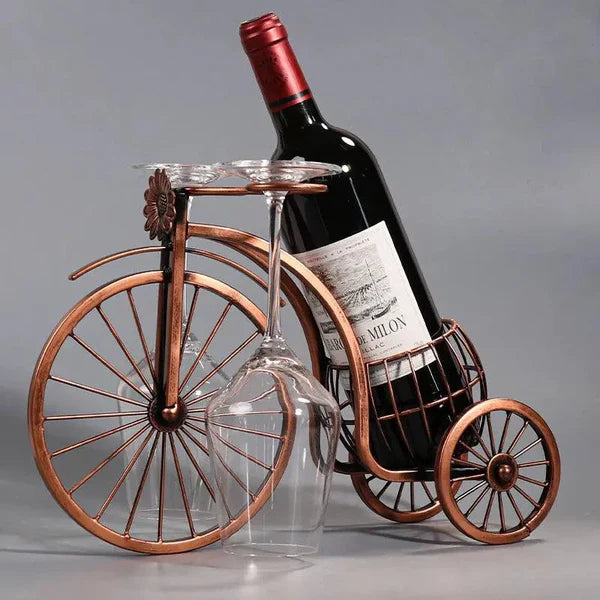 Porta Vinho Decorativo Metal Formato Bicicleta Design Retro Cobre KBN
