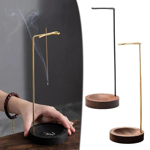 Suporte de Incenso Invertido de Madeira e Metal para Aromaterapia KBN