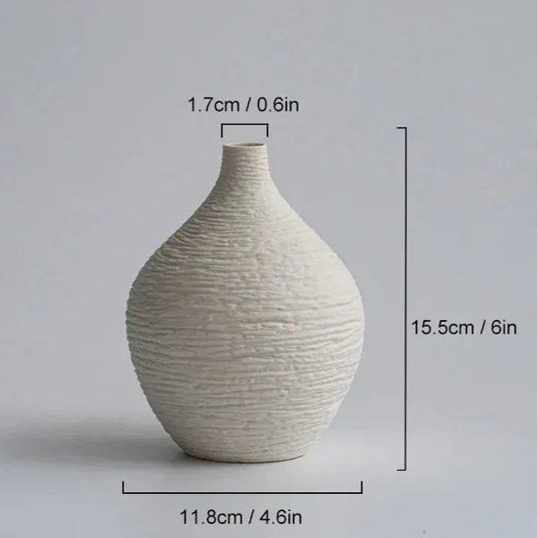 Vaso de Cerâmica Boca Estreita Estilo Nórdico para Sala KBN