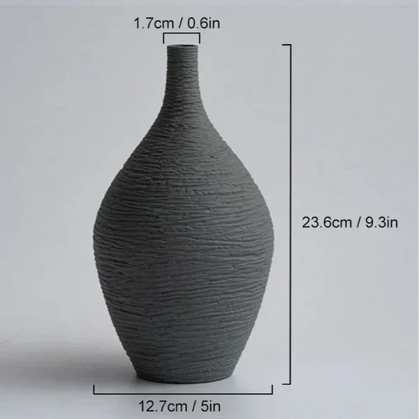 Vaso de Cerâmica Boca Estreita Estilo Nórdico para Sala KBN