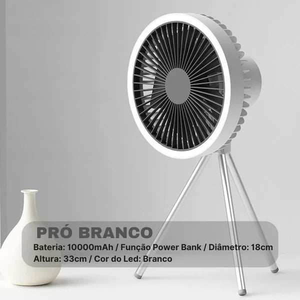 Ventilador Portátil Recarregável Preto com 3 Velocidades para Casa KBN