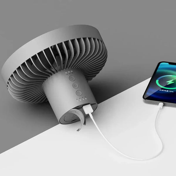 Ventilador Portátil Recarregável Preto com 3 Velocidades para Casa KBN