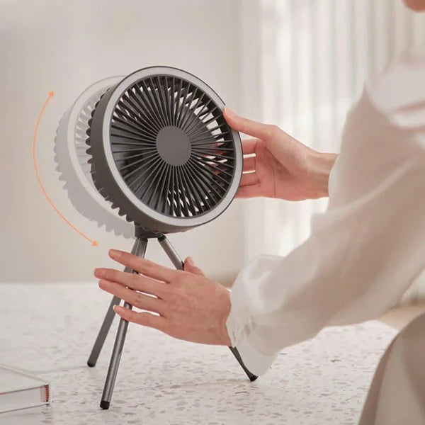 Ventilador Portátil Recarregável Preto com 3 Velocidades para Casa KBN