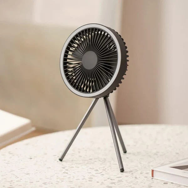 Ventilador Portátil Recarregável Preto com 3 Velocidades para Casa KBN
