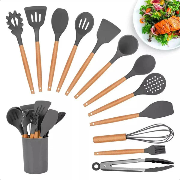 Kit 12 Peças Utensílios de Cozinha KBN WoodTouch