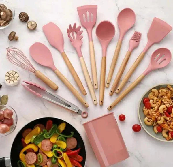 Kit 12 Peças Utensílios de Cozinha KBN WoodTouch