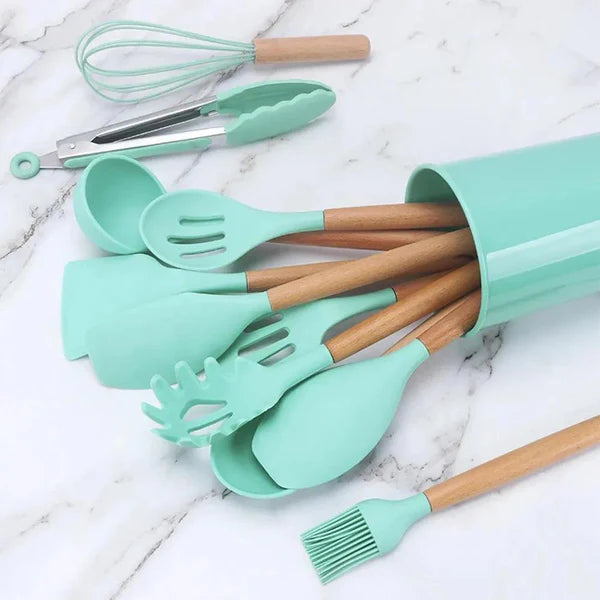 Kit 12 Peças Utensílios de Cozinha KBN WoodTouch
