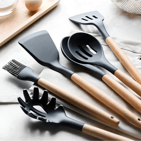 Kit 12 Peças Utensílios de Cozinha KBN WoodTouch