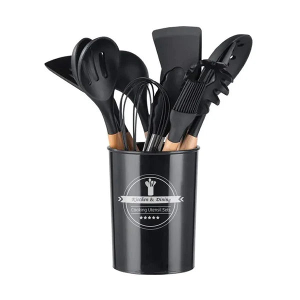 Kit de Utensílios para Cozinha - Conjunto Completo 11 Peças KBN WoodTouch