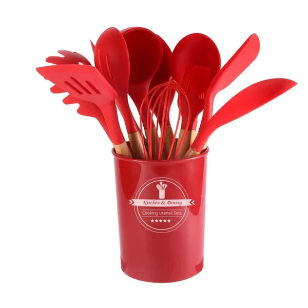 Kit de Utensílios para Cozinha - Conjunto Completo 11 Peças KBN WoodTouch