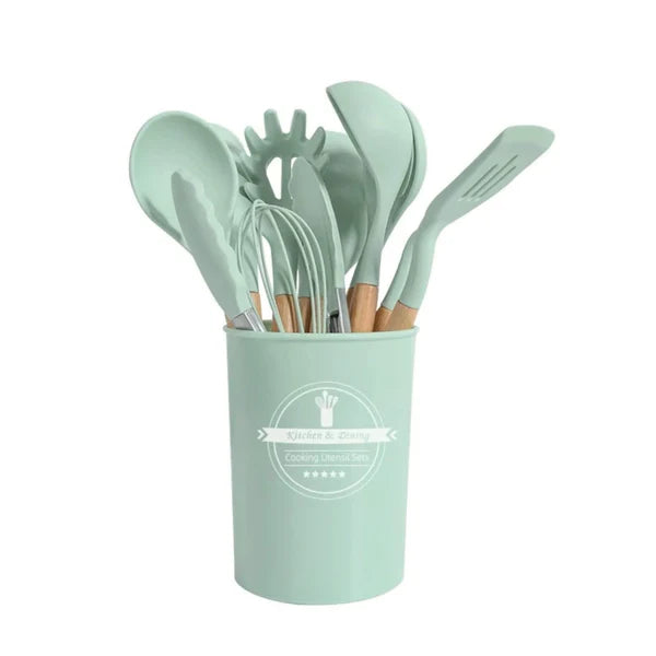 Kit de Utensílios para Cozinha - Conjunto Completo 11 Peças KBN WoodTouch