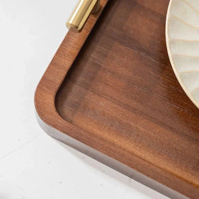 Bandeja Decorativa de Madeira Retangular com Alça KBN