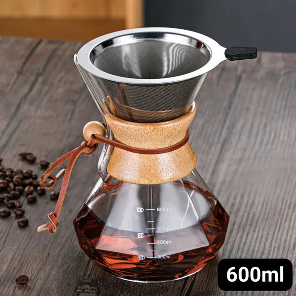Cafeteira Manual de Vidro Borossilicato com Design Diamante KBN